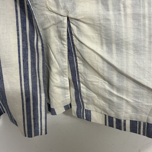 Elevenses Anthropologie North Channel Blue Striped Linen Blend Jacket Size S - Picture 9 of 14